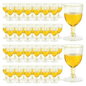 Copas <span class=keywords><strong>de</strong></span> Vino Desechables <span class=keywords><strong>de</strong></span> Plástico, Copas <span class=keywords><strong>de</strong></span> Champán con Purpurina Dorada, Copas <span class=keywords><strong>de</strong></span> Cóctel para Bodas, Fiestas <span class=keywords><strong>de</strong></span> Cumpleaños, Navidad - Product Image 1