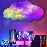 Lampe de nuit LED 3D en forme de nuage de foudre avec synchronisation musicale - Bande lumineuse LED intelligente RGB pour chambre à coucher, salle de jeux, fête