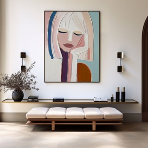 Pintura al Óleo Abstracta Minimalista Hecha a Mano, Arte de Pared Enmarcado para Decoración de Apartamentos y Hoteles Urbanos - Product Image 4