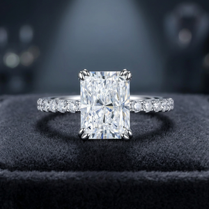 Bague de fiançailles en moissanite taille radiant couleur D VVS plaqué or blanc 14K, solitaire classique, cadeau d'anniversaire pour femme RCK - Product Image 5