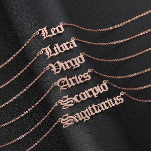 Collana di gioielli di moda <span class=keywords><strong>segno</strong></span> <span class=keywords><strong>zodiacale</strong></span> 18K oro acciaio inossidabile oro 12 collana <span class=keywords><strong>zodiacale</strong></span> - Product Image 2