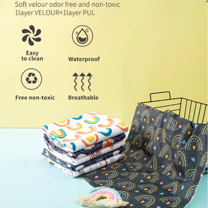 Tapis à langer Happyflute lavable, imperméable, pliable, réutilisable, imprimé, en velours doux, pour bébé, 40*70cm - Product Image 1