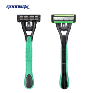 GOODMAX Upgraded Shaver High Quality 4 Blades Private Label Rubber Handle Facial Shaving Razor