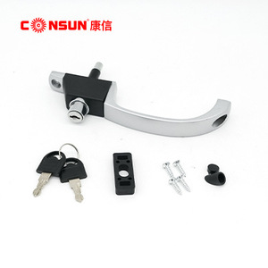 Manija de Ventana de Aleación de Aluminio en Forma de 7, Sin Llave, Plateada, Ambidiestra, Diseño Moderno, Marca Consun - Product Image 2