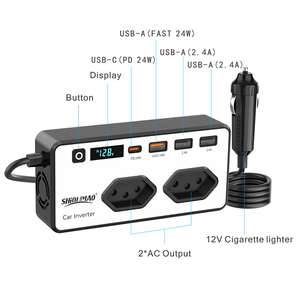 Inversor Automotivo Brasil 200W <span class=keywords><strong>12V</strong></span> <span class=keywords><strong>DC</strong></span> para 220V <span class=keywords><strong>AC</strong></span> Carregador Rápido para Laptop e Computador Adaptador Automotivo - Product Image 2