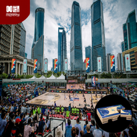 Système de terrain de basket-ball portable en bois d'érable d'ingénierie pour sols sportifs intérieurs, niveau FIBA 1