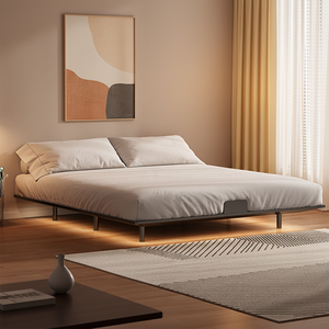 Tête <span class=keywords><strong>de</strong></span> <span class=keywords><strong>lit</strong></span> en acier au carbone avec éclairage intégré et <span class=keywords><strong>suspension</strong></span>. Chambre à coucher principale moderne et minimaliste, <span class=keywords><strong>lit</strong></span> double, style minimaliste italien - Product Image 3