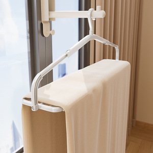Extendable Clothes Rack For Drying Quilts Sheets <b>Towels</b> Household Use Extra Long Coat Hanger With <b>Hook</b> Installation - Product Image 1