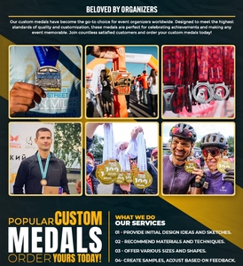 Médaille sportive personnalisée Or Argent Bronze pour la course de marathon, prix du champion, cadeau, logo personnalisé - Product Image 4