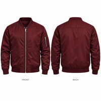 Blouson Bomber Homme en Gros – Col Côtelé Lisse, Fermeture Éclair, Manches Longues, Poches Zippées, Coupe Droite, Style Décontracté