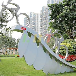 Sculpture de paysage de vélo en acier inoxydable personnalisée pour parc extérieur, repère sportif urbain - Product Image 4