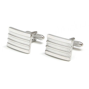 Boutons de manchette élégants et minimalistes en laiton argenté de style carré français pour hommes - Product Image 2