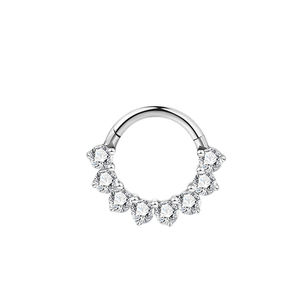 Vente en gros de bijoux de piercing corporel pour femmes, <span class=keywords><strong>anneau</strong></span> de nez à clic en acier chirurgical ASTM F136 G23, pavé de CZ blanc, cartilage de l'<span class=keywords><strong>oreille</strong></span>, tragus, hélix, <span class=keywords><strong>lobe</strong></span> - Product Image 6
