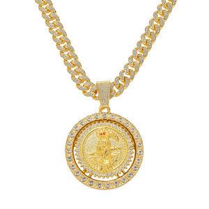 สร้อยคอจี้รูปยมทูตแบบหมุนได้ ประดับเพชรเทียม สไตล์ฮิปฮอป ดีไซน์ใหม่ สร้อยคิวบา สำหรับผู้ชาย เครื่องประดับแฟชั่น - Product Image 6