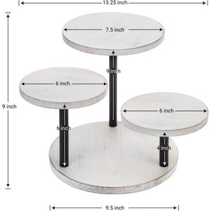 OEM 3 livelli di legno torta Stand e mostra riser legno bianco torta sta <span class=keywords><strong>per</strong></span> torte nuziali antipasto, Dessert o esposizione al dettaglio alzate - Product Image 5