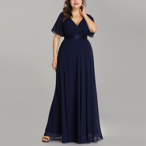 Abito da Sera Lungo a Linea A con Decorazioni in Pizzo per Feste, Taglie Forti, Vita Naturale, Cerniere Corte, Varie Taglie - Product Image 2