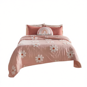 Juego de Funda de Edredón Individual Vianney Florence con Apliques Florales Bordados, Estilo Princesa Rosa, Ropa de Cama para el Hogar - Product Image 1