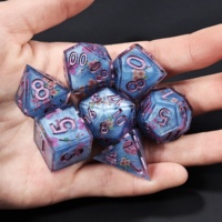 LuxeRoll – Nouvel ensemble de dés polyédriques en résine à bords tranchants, motif fleurs de cerisier des lacs Fuji, 7 pièces, pour collection de jeux de société TRPG