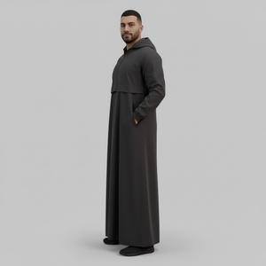 Robe arabe pour <span class=keywords><strong>homme</strong></span> Sweat-shirt à capuche musulman avec fermeture éclair Sweat-shirt long Robe musulman décontracté Vêtements islamiques pour le sport Layyin - Product Image 4
