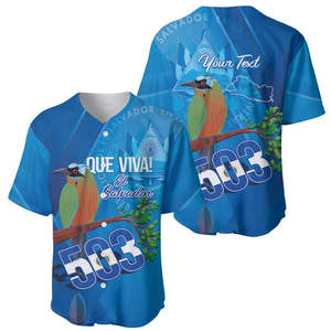 Camiseta de Béisbol Personalizada de El Salvador, <span class=keywords><strong>Guardabarranco</strong></span> 503, Día de la Independencia, Sublimación, Orgullo de El Salvador - Product Image 2