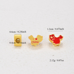 Pulsera de aleación con mapa de China, chapada en oro, diseño 'I Love China' para la creación de joyería DIY, primavera 2024 - Product Image 2