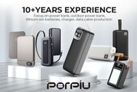 PORPIU la toute nouvelle Power Bank en 2025 Logos personnalisables 10000 Mah Power Bank PD 22.5W Charge rapide Câble double fil intégré