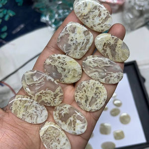 Vente en gros de pierres précieuses de quartz en agate mousse crème naturelle en vrac pour la fabrication de bijoux et de colliers - Product Image 2