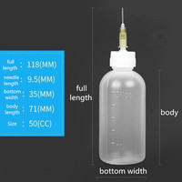 50ml Mehrzweck-Flüssigkeitsspenderflasche mit Nadelspitze, Langlebige Kunststoff-Quetschflasche für Rosin, Öl und Klebstoff