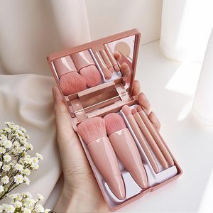 Home Travel Wholesale High Quality Private Label Custom Logo Professional Mini Face Makeup Brush Set with Mirror Box Nylon - Product Image 1