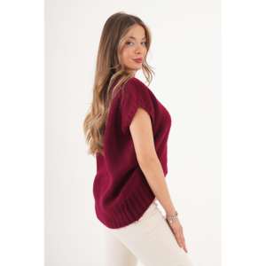 Wholesale <b>Burgundy</b> Merino Wool Crew Neck D-Cut <b>Cardigan</b> Floral Pattern Casual High Quality Sweater for Autumn Winter Hooded - Product Image 1