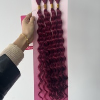 Extensions de cheveux synthétiques tressées au crochet, ondulations profondes et queue de cheval droite, fibres haute température, cheveux longs teints