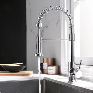 Grifo de Cocina Extraíble de Acero Inoxidable Negro Cepillado Estilo <span class=keywords><strong>Gourmet</strong></span> con Muelle para Fregadero - Product Image 4