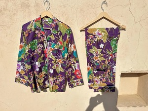 Conjunto de Pijama de Algodón Orgánico Indio Floral, Conjunto de Camisa y Pantalones, Ropa de Dormir Suave y Transpirable de Lujo Unisex - Product Image 4