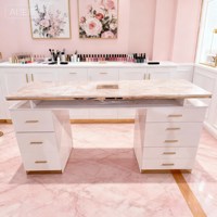 Ensemble table et chaises de manucure en MDF de luxe professionnel couleur de taille personnalisée avec ventilateur charge USB pour onglerie