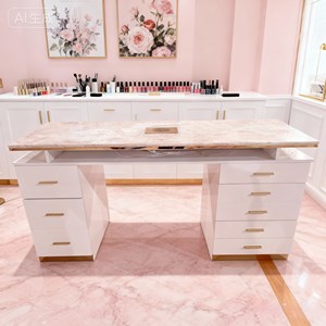 Professionale di lusso MDF Manicure tavolo <span class=keywords><strong>e</strong></span> sedie Set di dimensioni personalizzate di colore con ventola USB di ricarica per Nail Shop - Product Image 4