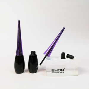 8ml Empty Cosmetic Eyeliner Tube Glossy Black <b>Bottle</b> With Metallized Cap Eyelash Packaging Liquid Eyeliner Container For Makeup - Product Image 1