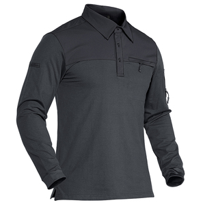 Kustom kaus Polo katun pria, seragam kerja Keselamatan Kerja cepat kering tembus udara lengan panjang - Product Image 3