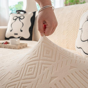 Housse de canapé de luxe, tout compris, anti-griffures de chat, antidérapante, anti-poussière, toutes saisons, couleur crème unie, personnalisable, livraison rapide - Product Image 2