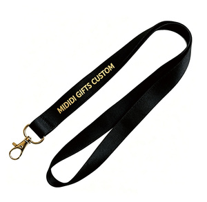 Lanière en polyester personnalisée avec logo en feuille d'or et crochet métallique doré, lanière en polyester pour <span class=keywords><strong>carte</strong></span> PVC - Product Image 4