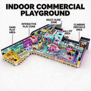 Aire <span class=keywords><strong>de</strong></span> jeux intérieure <span class=keywords><strong>de</strong></span> grande capacité avec parcours d'obstacles et zone <span class=keywords><strong>de</strong></span> trampolines - Product Image 2