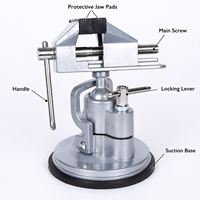 Étau de table universel à mâchoires plates en alliage d'aluminium avec ventouse, pour machine-outil