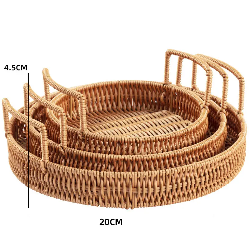 Yeni sıcak Rattan sepet kahvaltı çerçeve yuvarlak dokuma sepet ekmek aperatif sepeti 20*9.5*4.5CM BPA ücretsiz