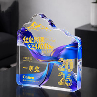 Trophée personnalisé en cristal transparent en forme de montagne iceberg, presse-papiers MH-T250