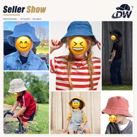 Topi Bucket Anak Grosir 100% Katun, Topi Nelayan Denim Usang Berpinggiran Rumbai, Topi Pelindung Matahari Bordir Kustom
