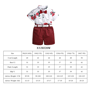 Floreale Shirt con fiocco + Pantaloni Rossi + cintura Bello <span class=keywords><strong>abbigliamento</strong></span> per bambini <span class=keywords><strong>3</strong></span> pcs di estate dei ragazzi dei vestiti set commercio all'ingrosso - Product Image 3