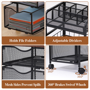 Étagère de rangement mobile robuste pour dossiers, gain de place, sur pied, avec <span class=keywords><strong>roulettes</strong></span> verrouillables - Product Image 3