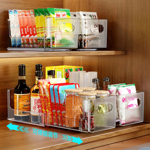 Extendable Spice <b>Storage</b> Box L Size With Partitions See Through <b>Kitchen</b> Organizer For Cabinet Bottle Jar <b>Storage</b> - Product Image 3