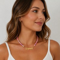 Collier personnalisé avec nom, en argile polymère colorée, en acier inoxydable, collier personnalisé avec lettres anglaises, bijoux mignons pour femmes et enfants