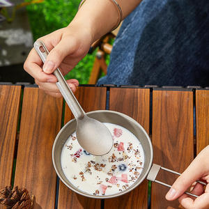 Cuillère pliante en titane pour l'extérieur, ovale, émaillée, portable, ultralégère, ustensile de camping, pliable, pièce unique - Product Image 4