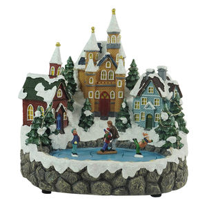 Personnalisé Illuminé <span class=keywords><strong>noel</strong></span> haute qualité LED allumé Noël village avec enfants et Père Noël figure - Product Image 6